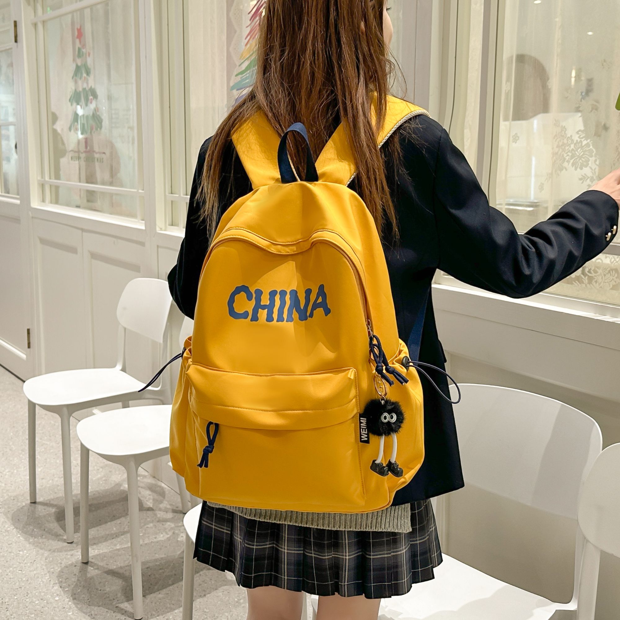 YAYI简约百搭双肩包防泼水面料女款小个子初高中大学生书包1903