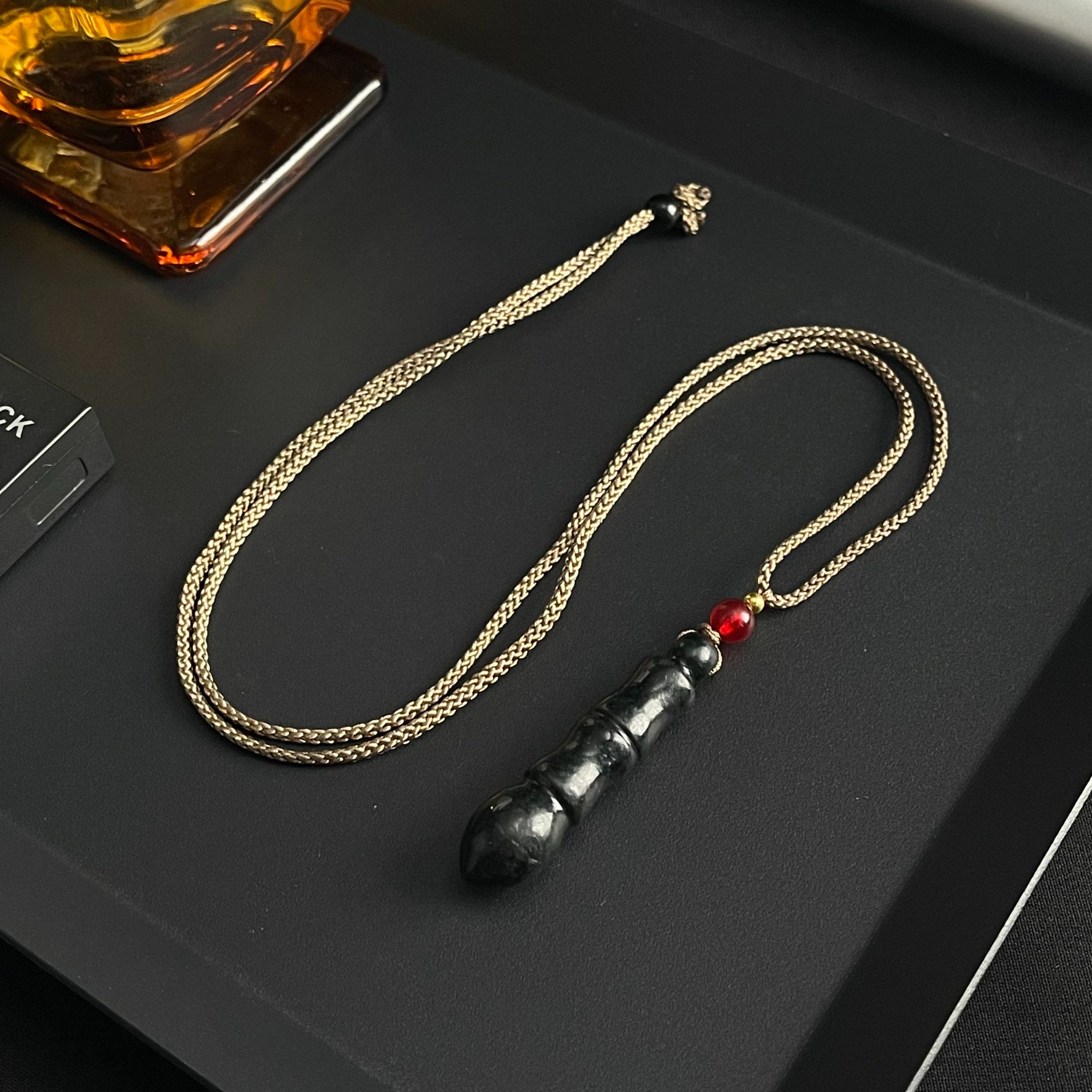 尚夏 铜吊坠 和 田 玉毛笔吊坠