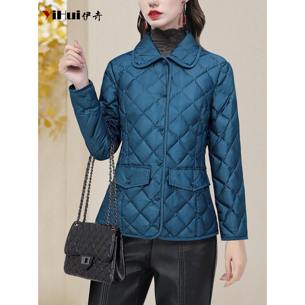 YIHUI伊卉欧货时尚翻领修身白鸭绒羽绒服女轻薄修身保暖WH257013