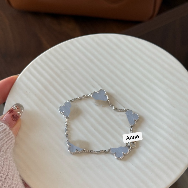 铜合金手链 简约灰紫色五花四叶草精致手链【S266】