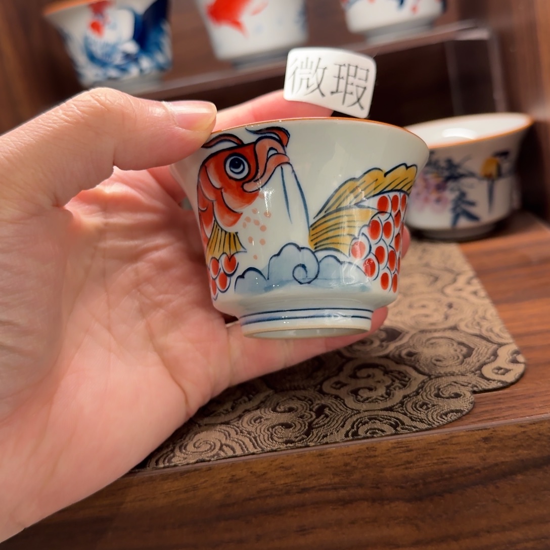 釉下手绘茶具微瑕