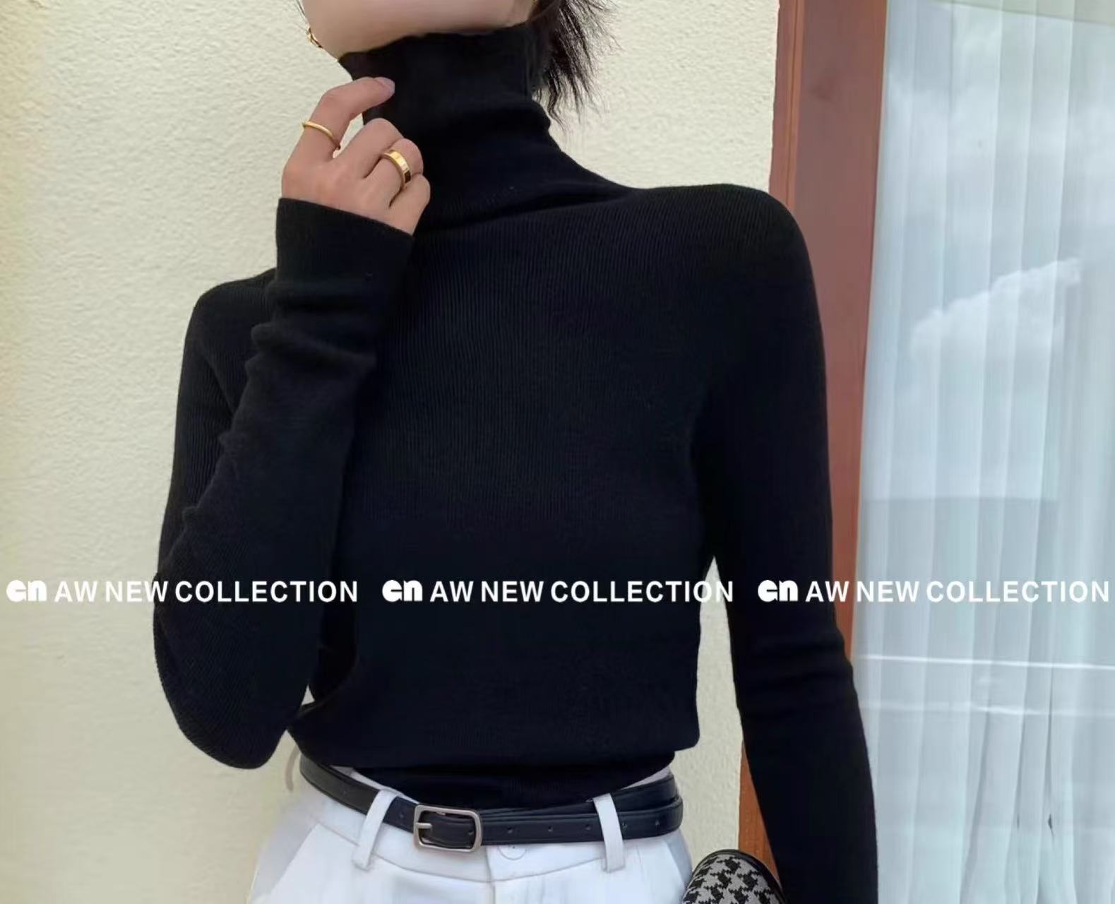 沐家高领堆堆领毛衣打底