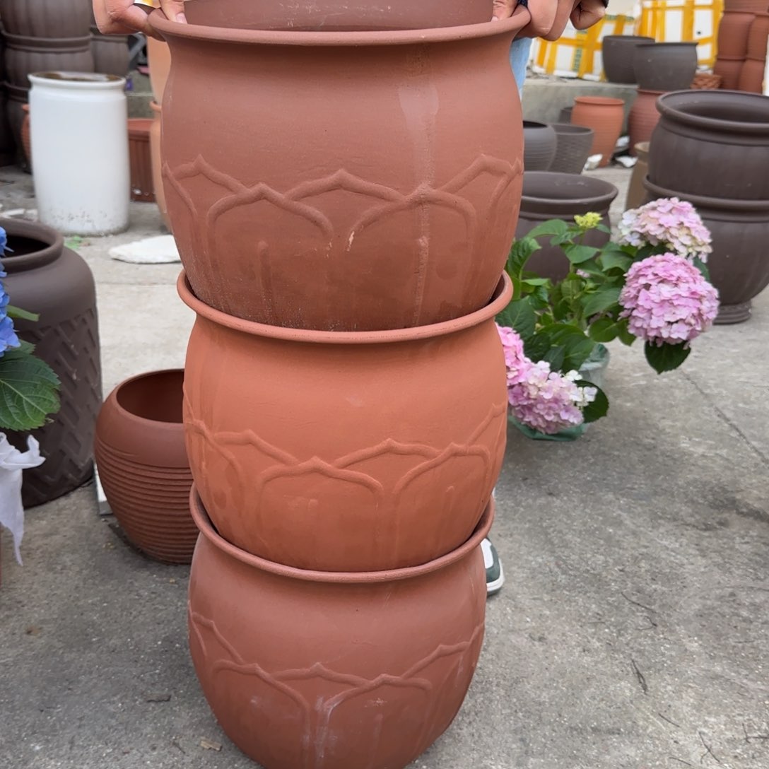 紫砂花盆口30高27宜兴紫砂瑕疵花泥底部火裂