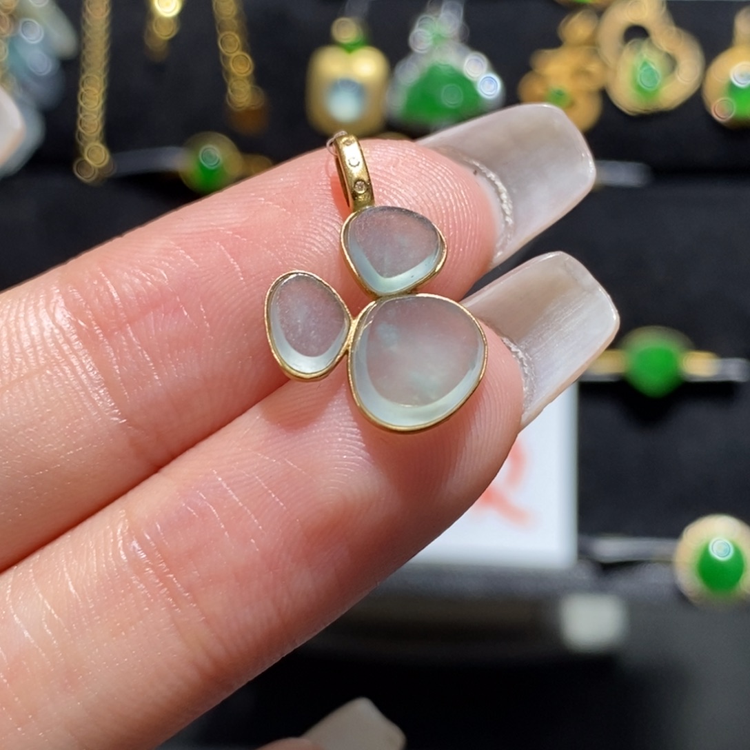 翡翠颈饰18K金镶嵌34566