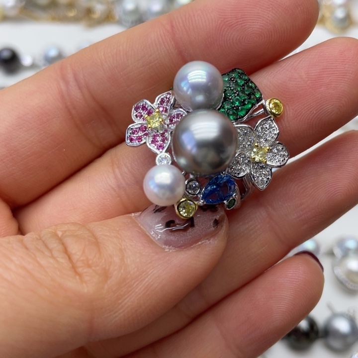 海水珍珠戒指银S925镶嵌