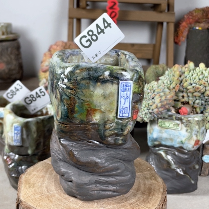 紫砂花盆小白孤品内口5