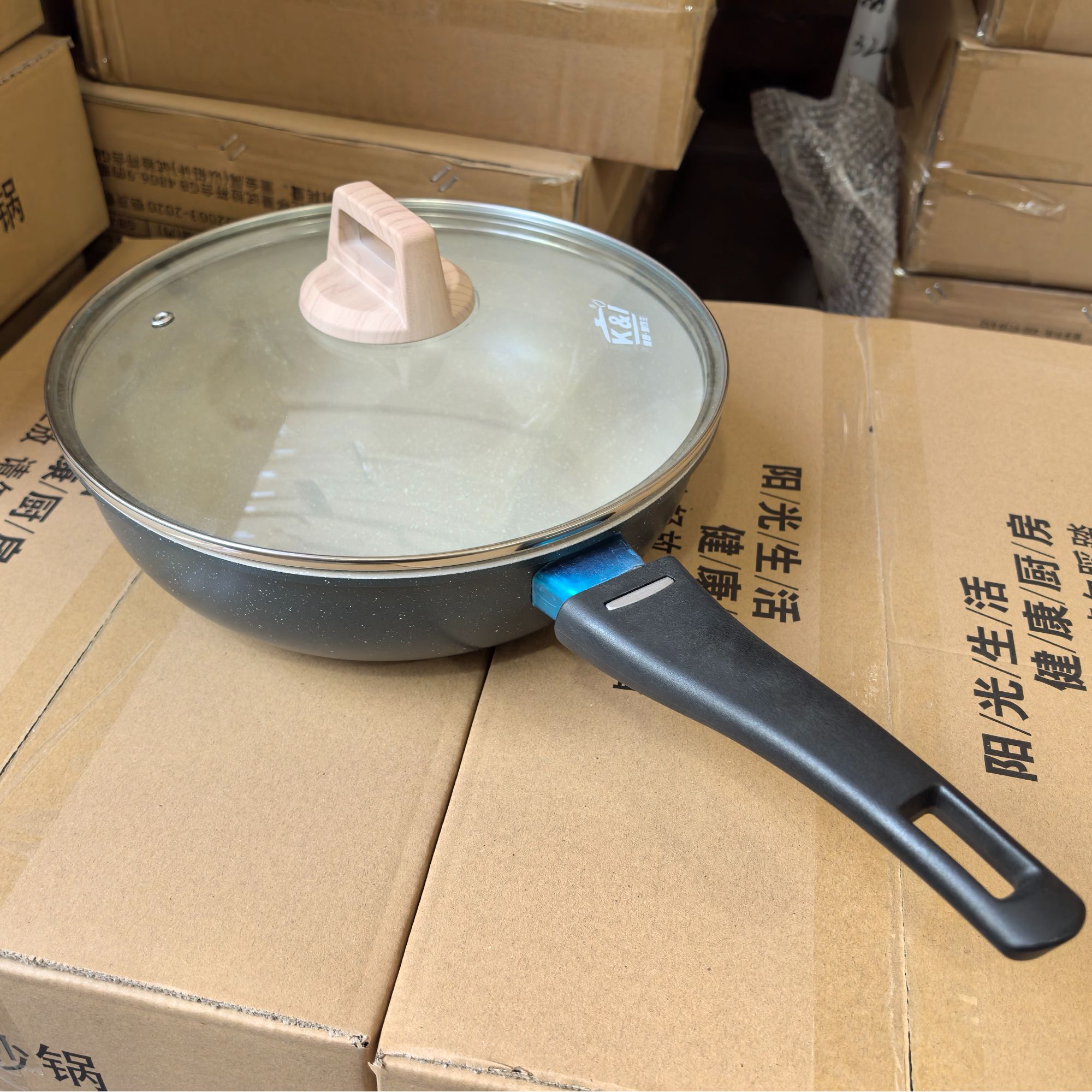 26cm小卡磨标炒锅大肚锅高级灰家用平底不粘锅不挑灶具微瑕疵