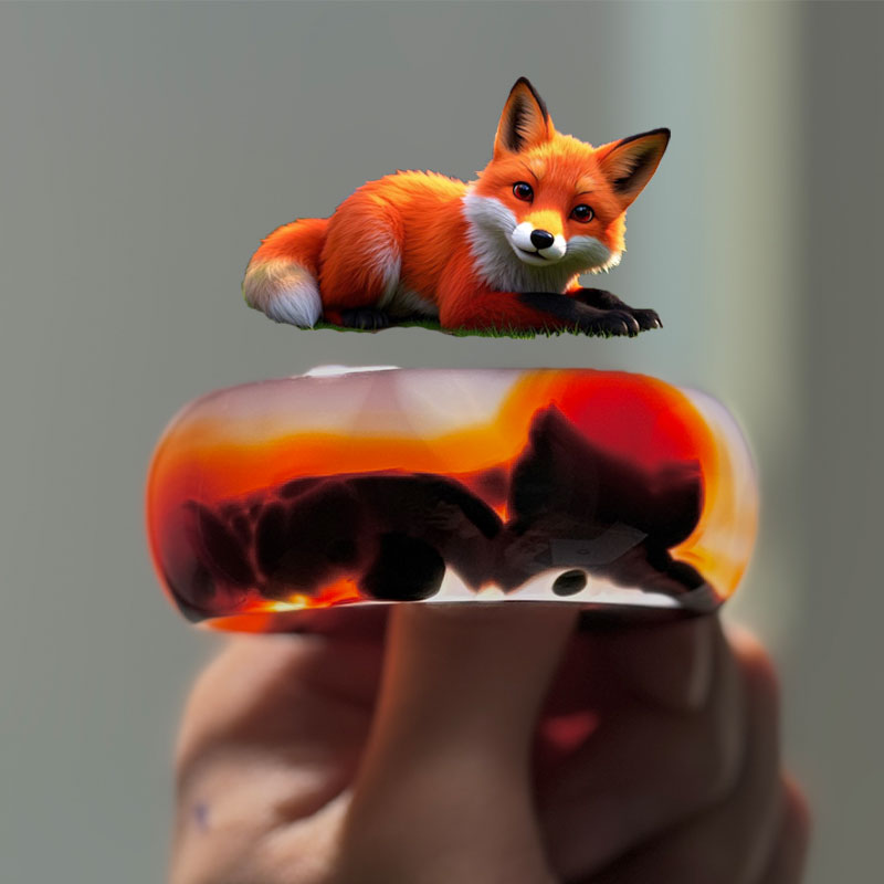 【祥瑞红狐】玛瑙手镯巴西老料三彩象形日月同辉红狐狸象形加宽56圈