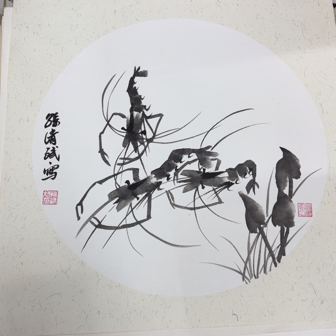 国画斗方手绘花鸟山水