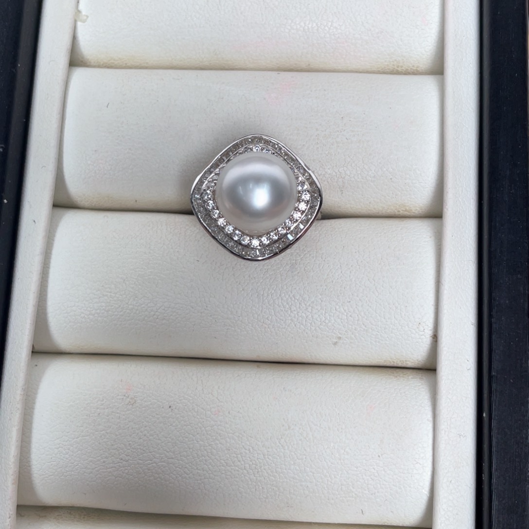 银S925镶嵌戒指海水珍珠