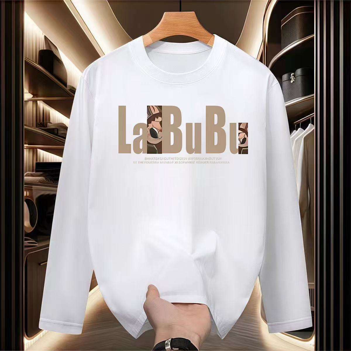 新款秋冬长袖T恤男士秋衣大码潮流美式上衣男圆领休闲打底衫男