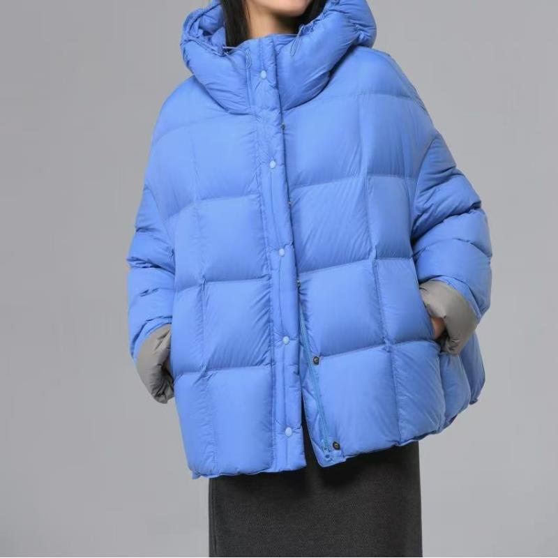 2065号7777#纯色休闲百搭固定连帽双口袋填充外套