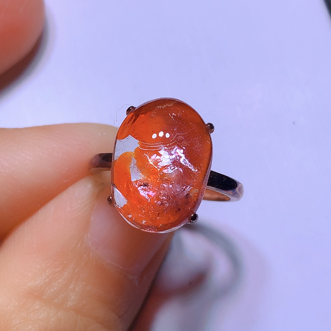 水晶戒指银S925镶嵌天然水晶