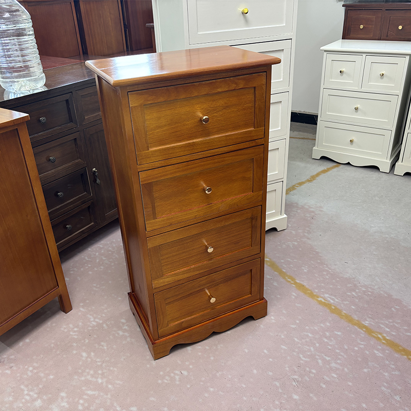 长45宽30高90cm浅胡桃色 4斗柜 收纳柜简约储物柜抽屉式复古客厅