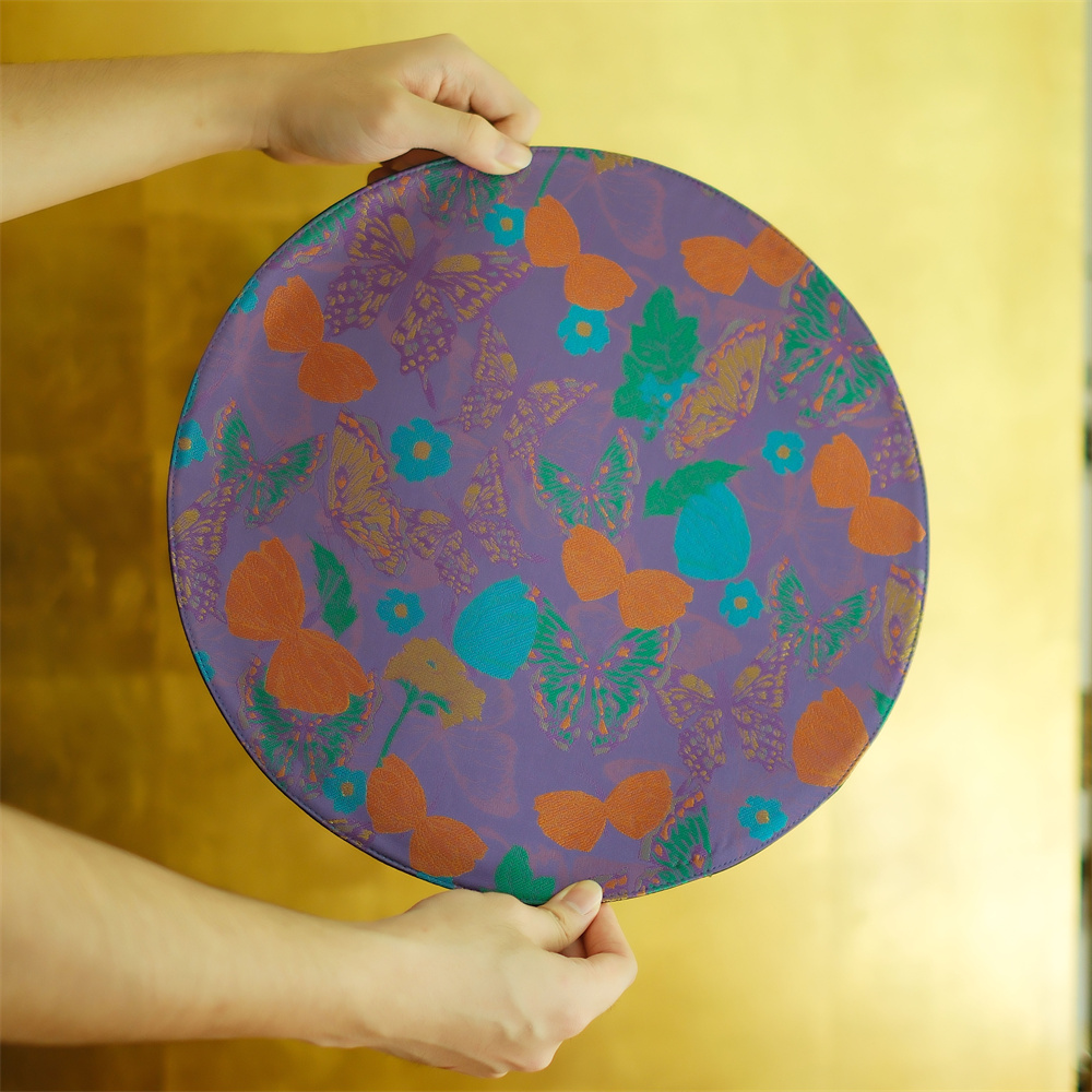 问春风【蝶戏繁花】双面茶席加厚防烫隔热泡茶垫桌布茶席茶巾直径33