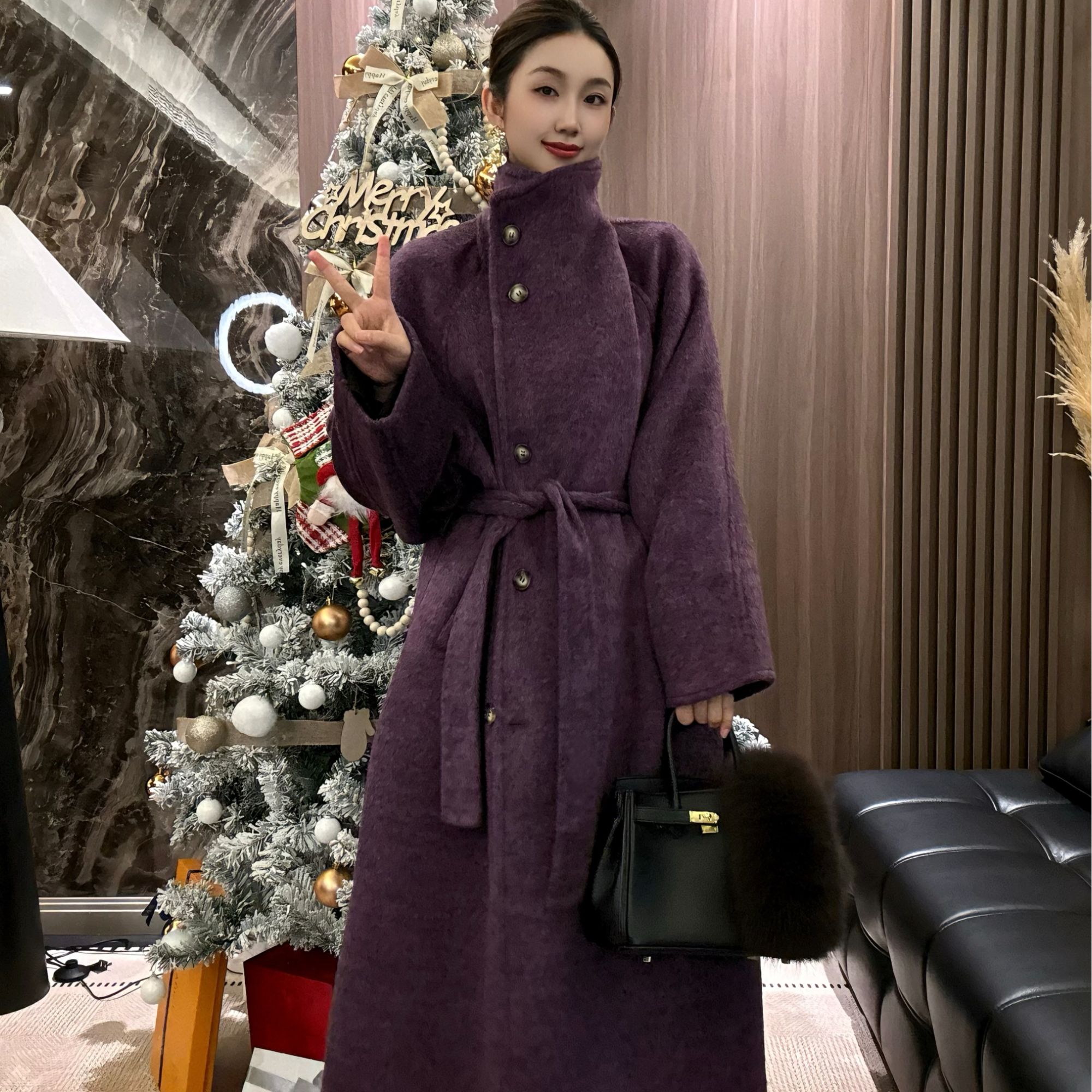 【乔安娜】2025新款立领超显瘦松弛时尚羊毛大衣