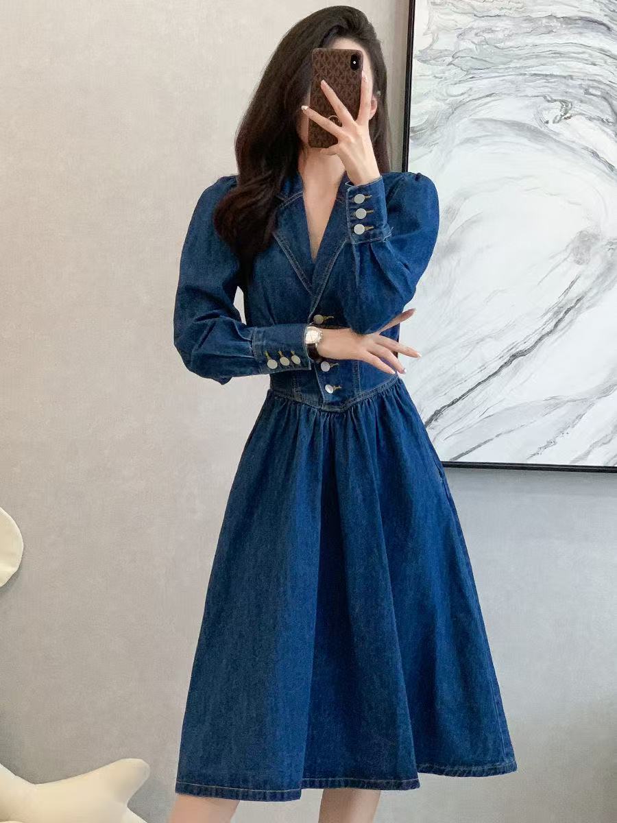 [旬子]2号显瘦减龄收腰牛仔连衣裙