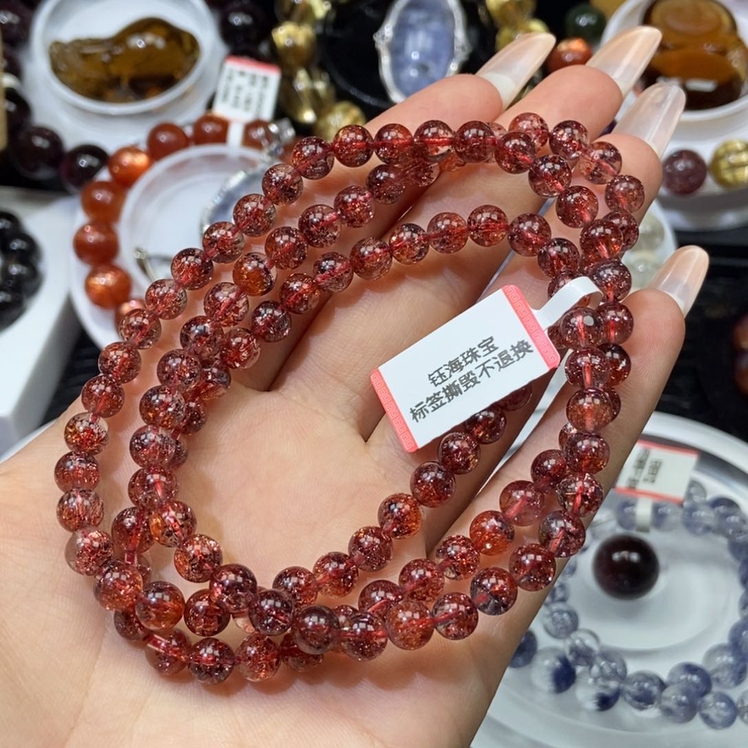 金草莓晶多圈手串未镶嵌水晶k****n6mm