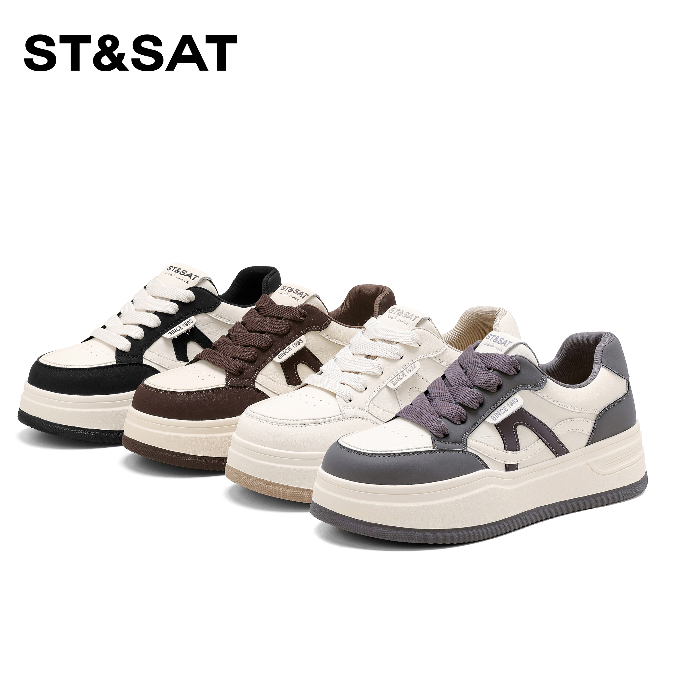 St&Sat/星期六厚底百搭通勤风板鞋2025新款时尚休闲板鞋女