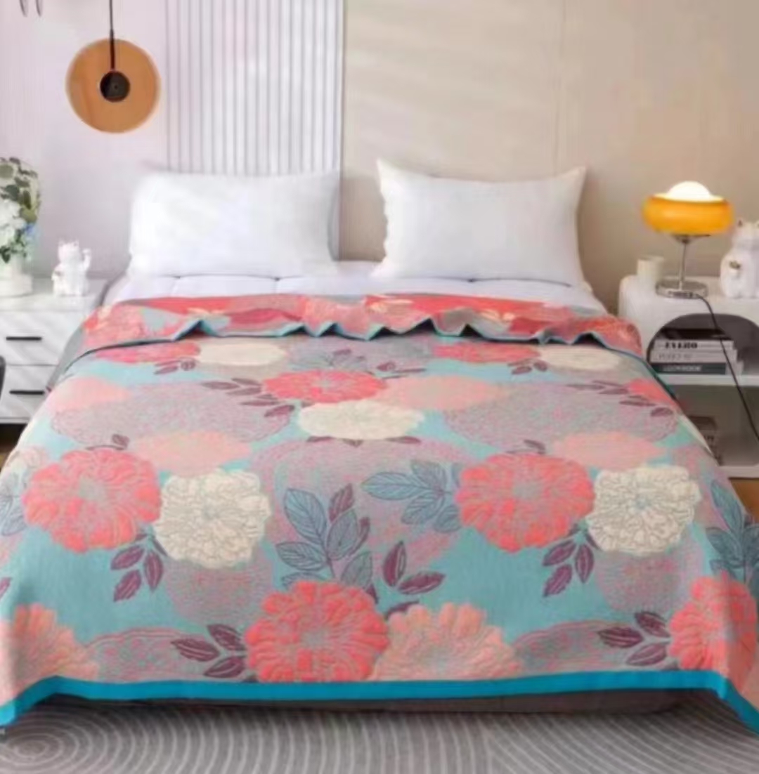 【盖毯】四季通用多层纱布200*230cm  花好月圆