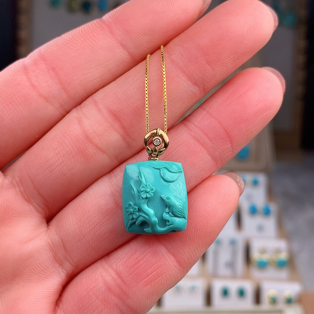 绿松石颈饰18K金镶嵌