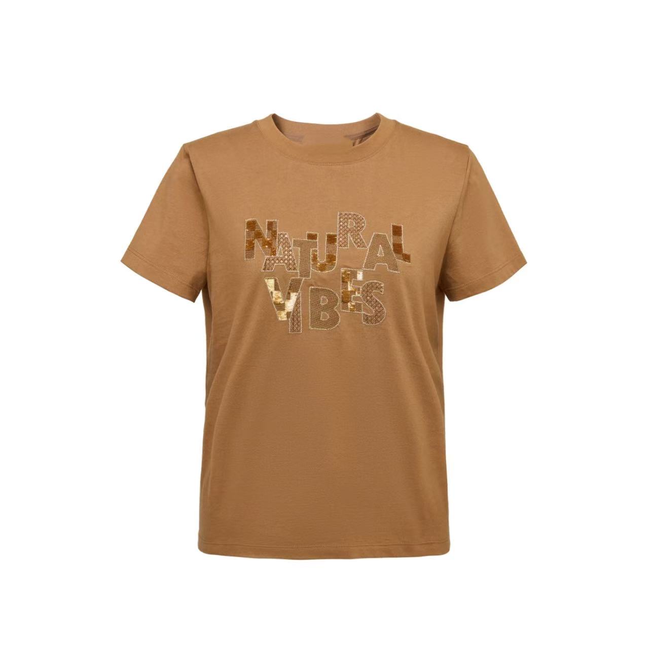 【K宝专属】棉字母刺绣短袖 正肩圆领T恤 K806