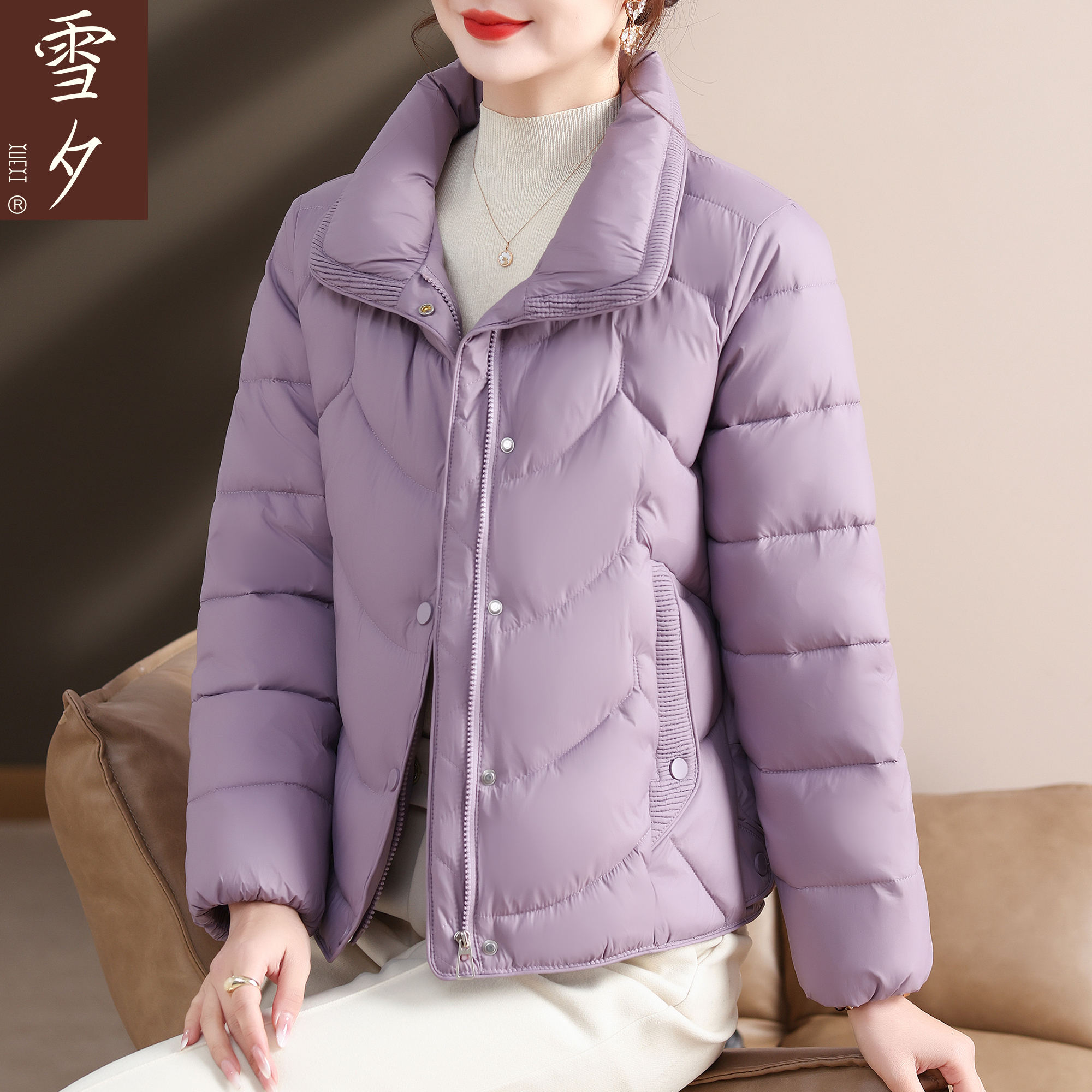 今年流行的妈妈秋冬高贵小棉袄外套中老年女装显年轻短款羽绒棉服