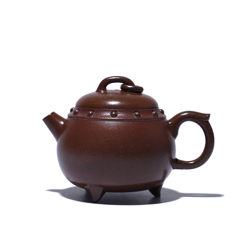 大吉羊柴烧 宜兴紫砂壶手工茶壶 本山绿泥单圈鼓鼎裸烧140ml庄杰