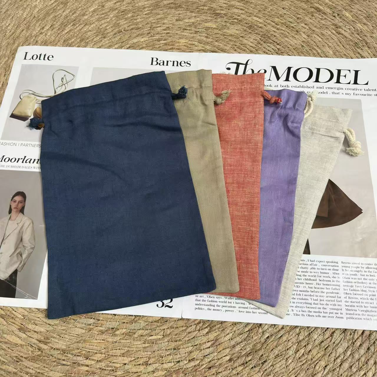 【汉麻收纳袋混发】汉麻纯色抽绳防尘袋贴身衣服收纳袋18*30