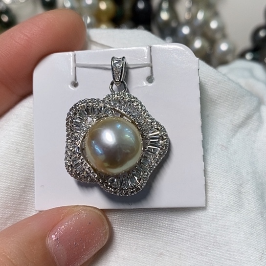 海水珍珠颈饰银S925镶嵌12.3