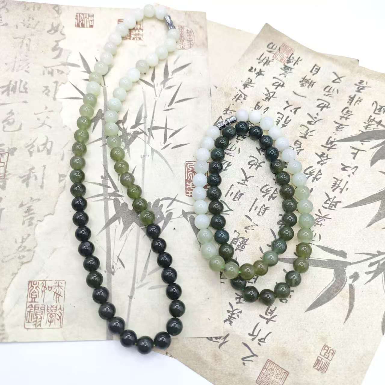 天然和田玉 渐变珠妈妈链拍一发一 多样性发货 H212