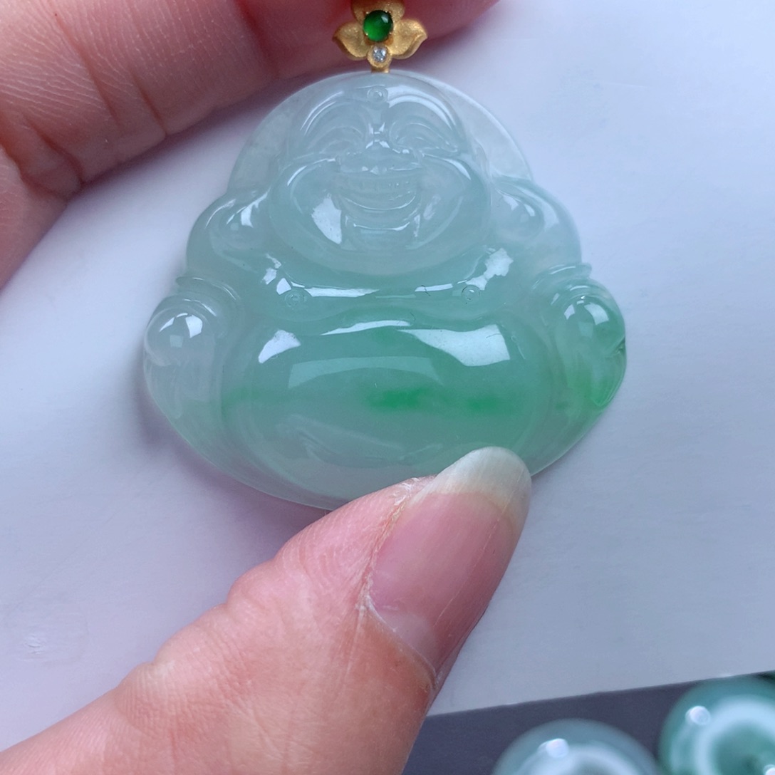 翡翠吊坠(不含链)18K金镶嵌