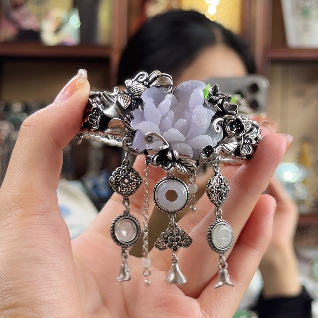 翡翠银S925镶嵌手镯