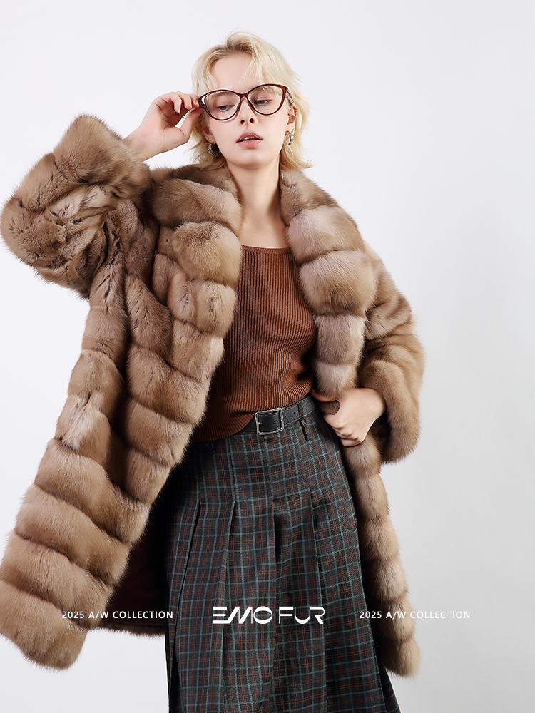 【EMOFUR】原创设计师款俄罗斯满天星紫貂皮草-西装领05384