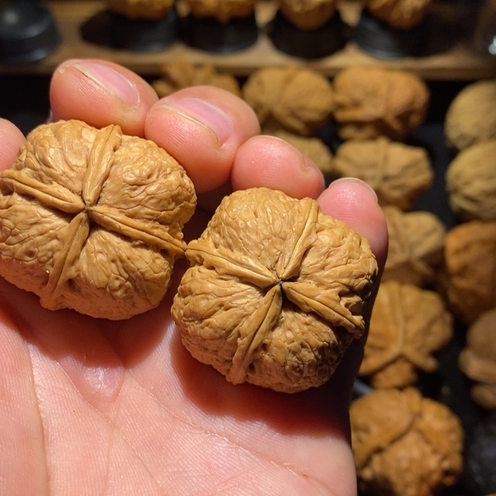 浮***鹤桃核吊坠四棱豆腐块