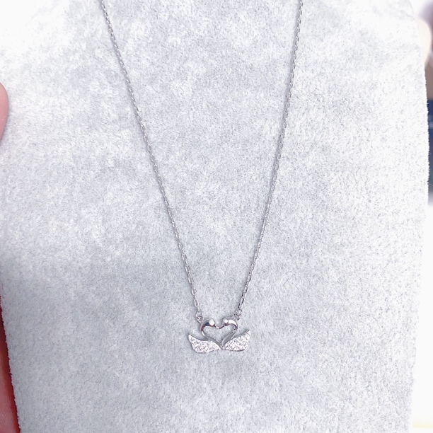 铂金PT950镶嵌天鹅套链时尚简约爆闪轻奢百搭小众灵动