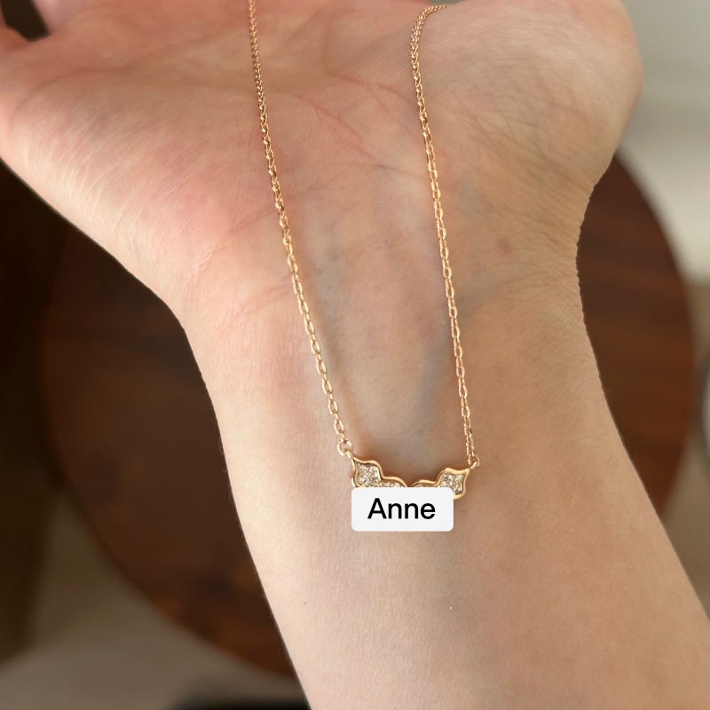 铜合金项链 气质迷你双葫芦镶锆简约项链【X665】