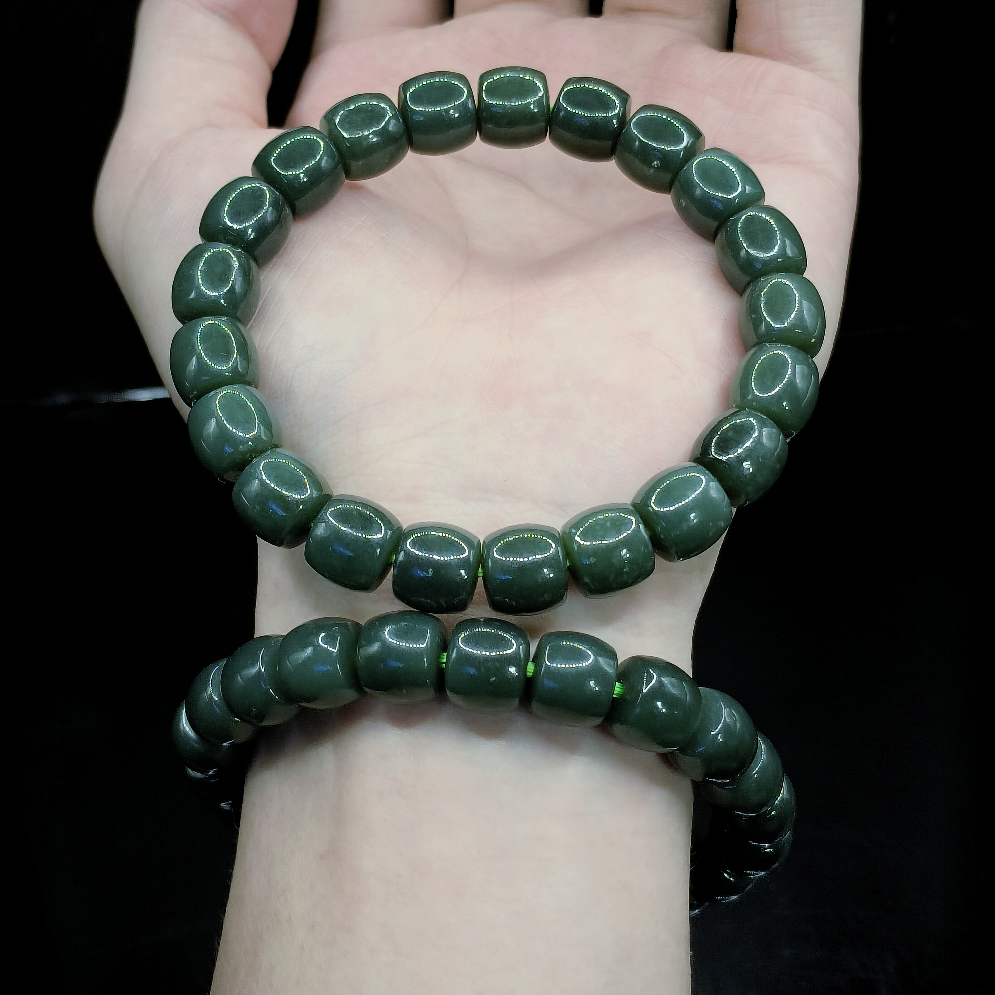 【李想精选】和田玉直切单圈手串C5【多样性发其一】约8mm