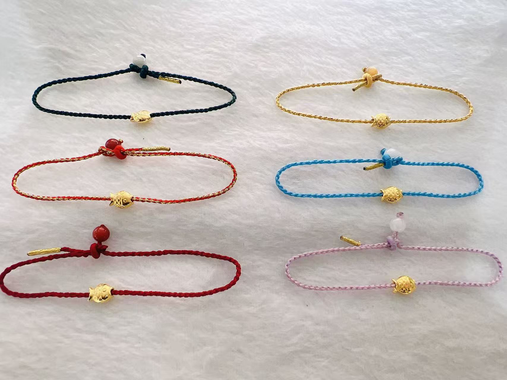 足金999富富有余福富有鱼本命年手绳编绳