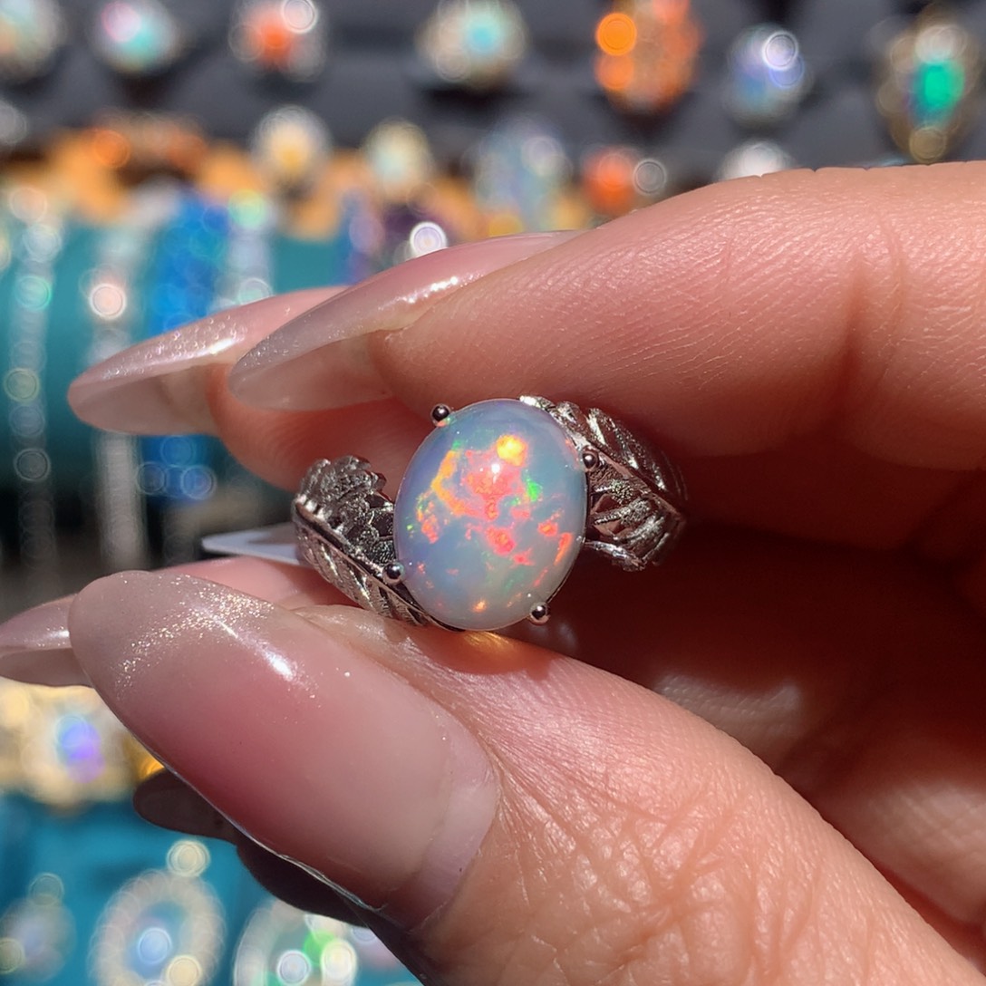 欧泊福利戒指银S925镶嵌