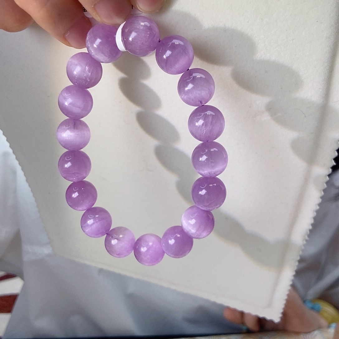 锂辉石手链未镶嵌冰紫猫眼12mm