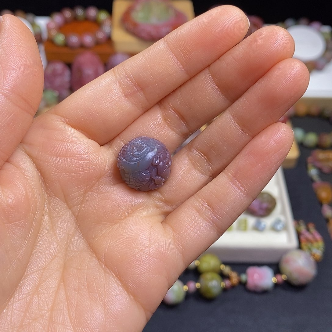 玛瑙/玉髓盐源玛瑙大漏大炸未镶嵌迷***妈大师工凤穿牡丹单珠