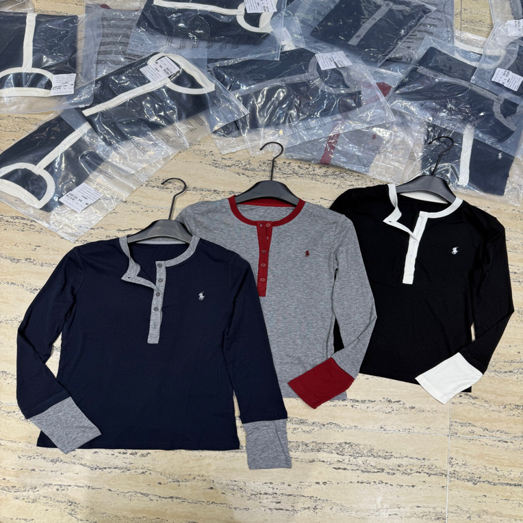 南油特价拼色盘扣长袖小T/手洗干洗