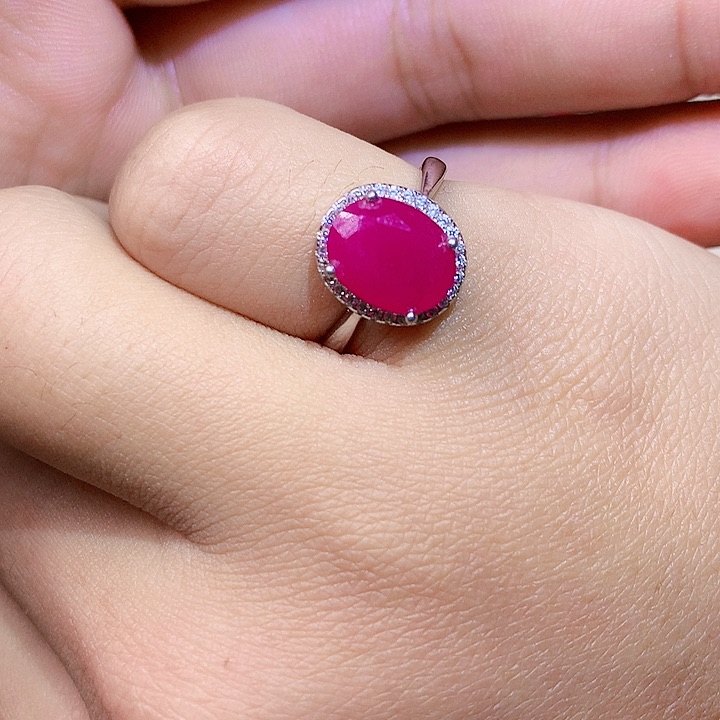 红宝石戒指银S925镶嵌