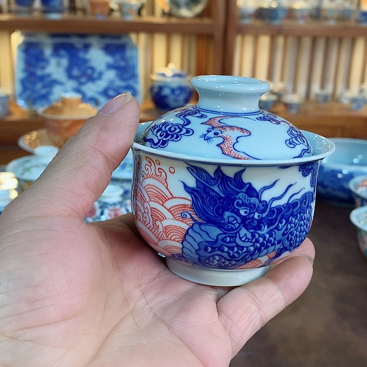 錡镇堂手工手绘盖碗