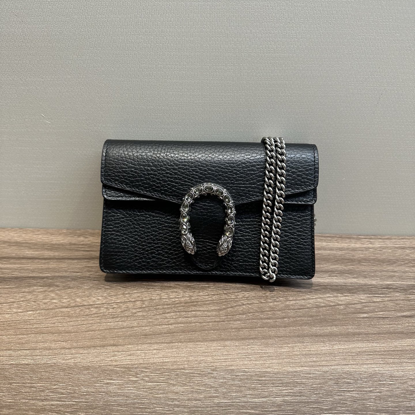 95新 GUCCI/古驰 酒神mini黑色全皮钻扣单肩斜挎包 91171