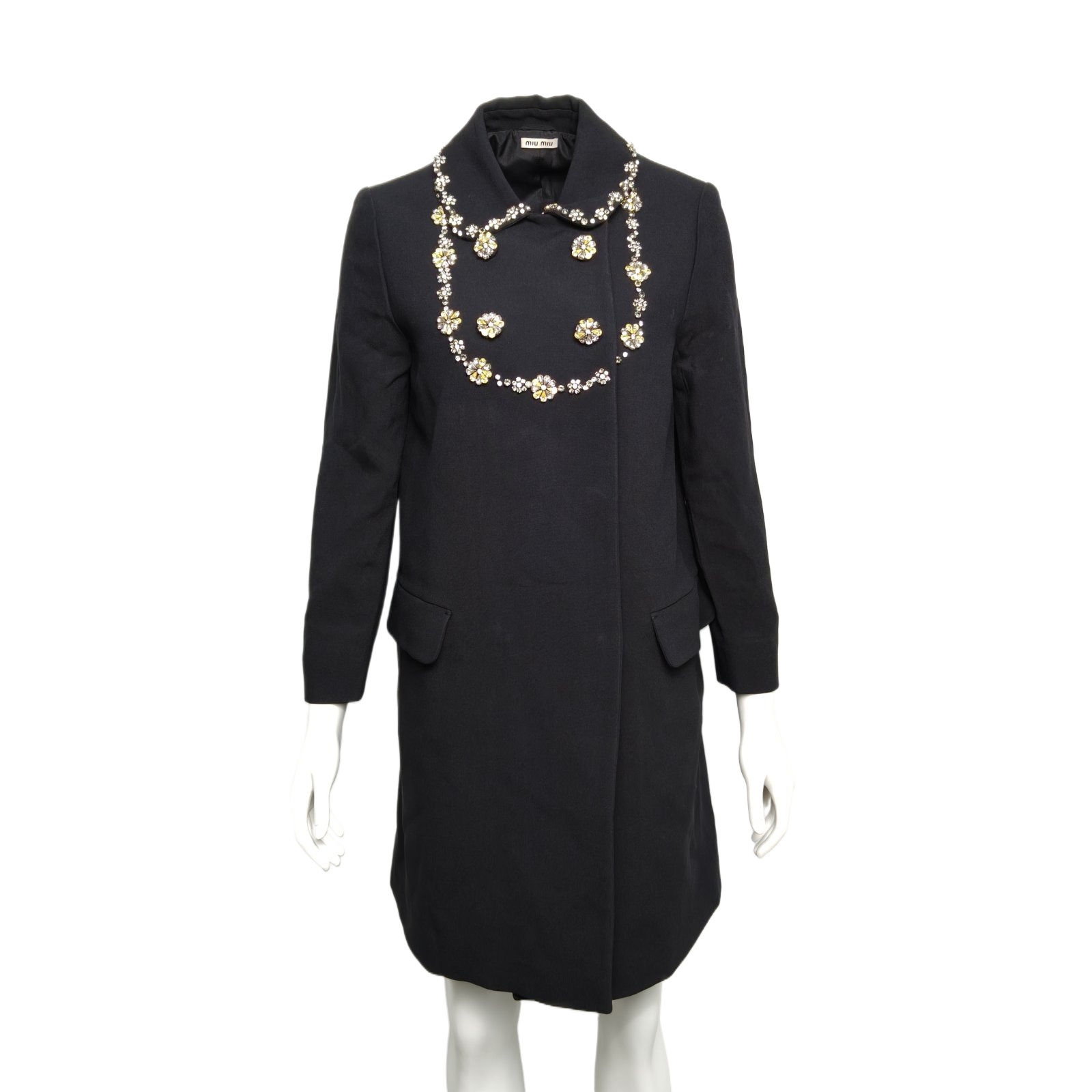 99新 MIU MIU/缪缪 汤/P245825428/ 黑色 闪钻 西装外套 40码