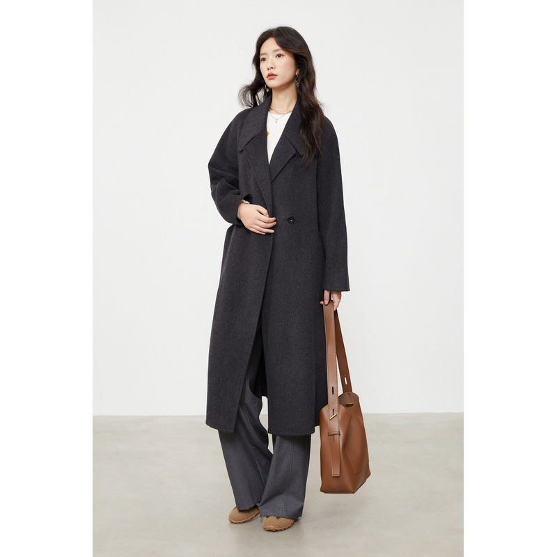 SANI【双面呢】羊毛法式收腰中长款毛呢大衣女外套秋冬69D103DY1033