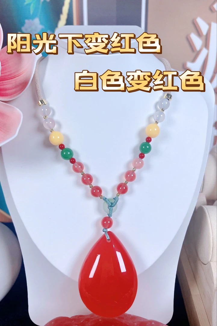 吊坠 精品大水滴白色吊坠女款手工织绳挂坠