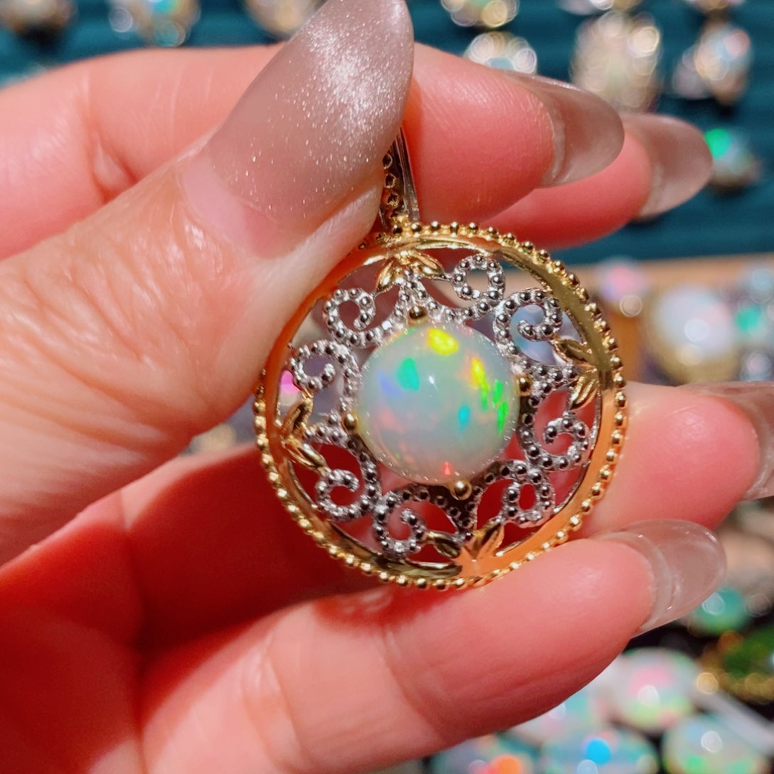 欧泊欧泊吊坠银S925镶嵌